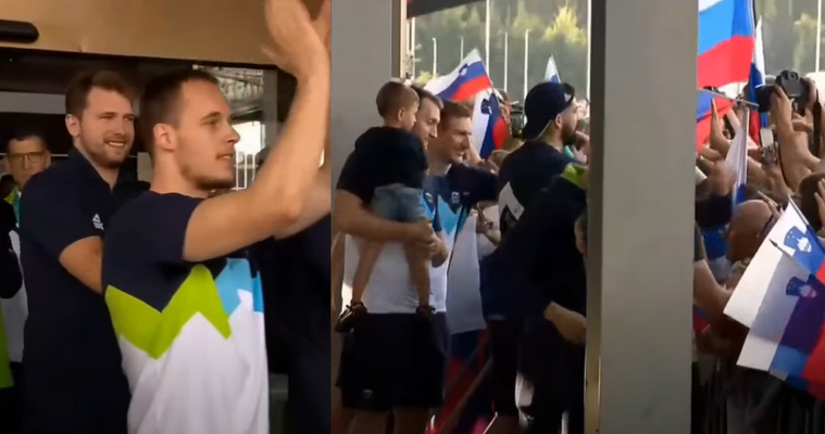 Pamatykite: Slovėnijos krepšininkus fanai tėvynėje pasitiko lyg čempionus (VIDEO)