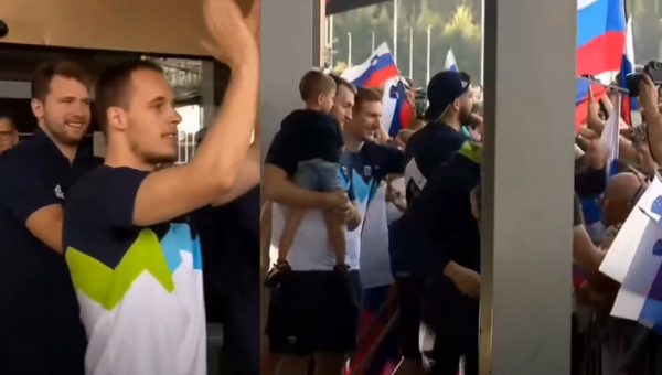 Pamatykite: Slovėnijos krepšininkus fanai tėvynėje pasitiko lyg čempionus (VIDEO)