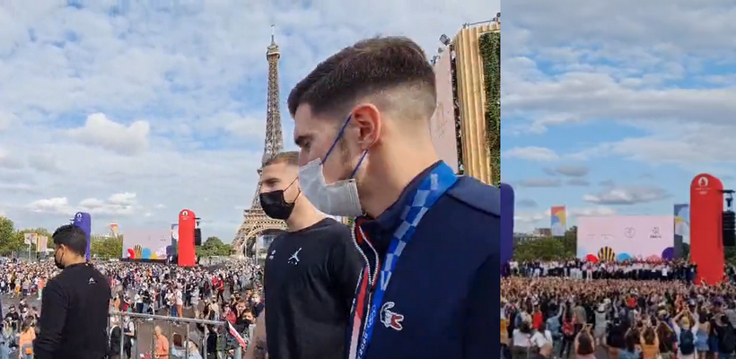 Prancūzijos krepšininkus Paryžiuje sutiko džiūgaujančių sirgalių minia (VIDEO)