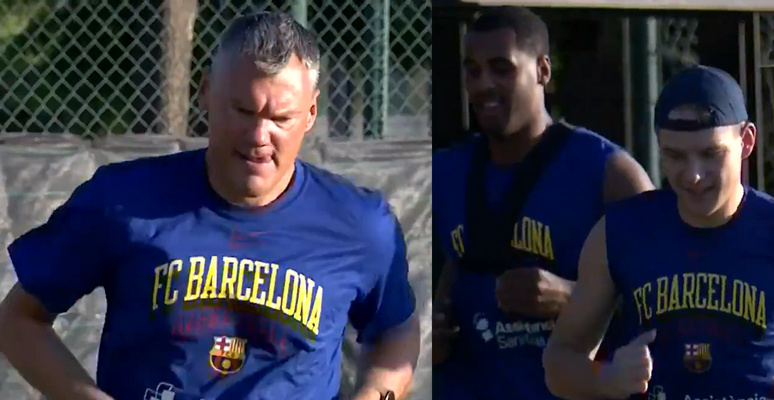 Pamatykite: Barselonos ekipos treniruotė lauke (VIDEO)