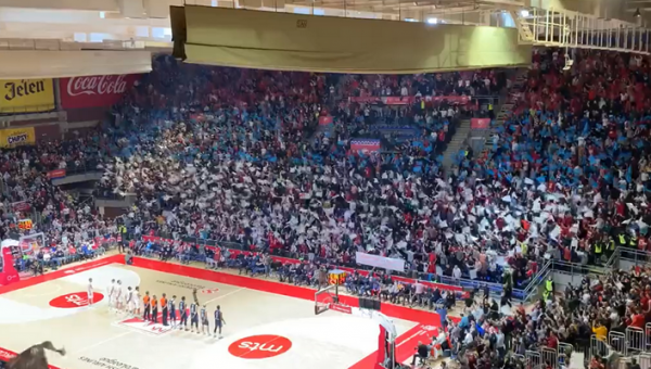 „Crvena Zvezda“ gerbėjai tribūnose sūkūrė perfomansą su Rusijos ir Serbijos vėliavomis (VIDEO)