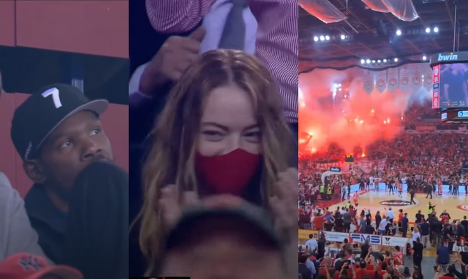 „Olympiakos“ triumfą stebėjęs K. Durantas: „Apokalipsė“ (Mačą žiūrėjo ir E. Stone)