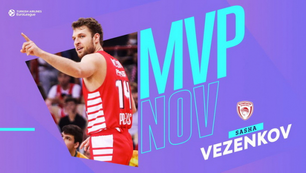 Eurolygos lapkričio mėnesio MVP tapo S. Vezenkovas (VIDEO)