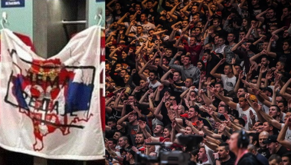 Mače prieš „Žalgirį“ - „Crvena Zvezda“ fanų palaikymas Rusijai ir skanduotės prieš Kosovą