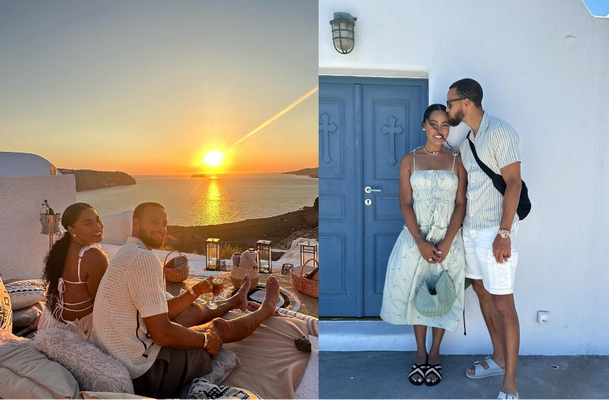 Saldžioji porelė: S. Curry su žmona atostogas leidžia Santorini saloje (FOTO)