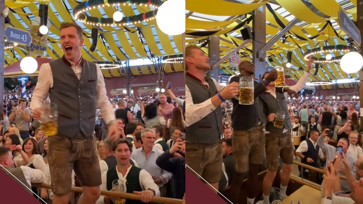 „Bayern“ žaidėjai šėlo „Oktoberfest“: alus, dainos ir asmenukės su fanais (VIDEO)