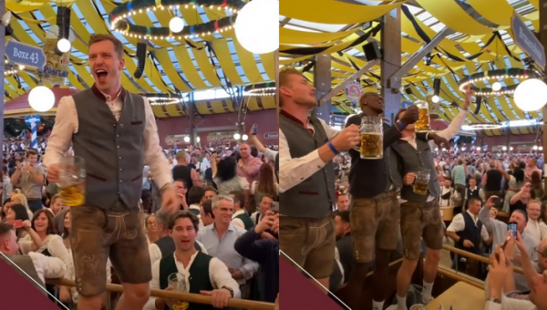 „Bayern“ žaidėjai šėlo „Oktoberfest“: alus, dainos ir asmenukės su fanais (VIDEO)