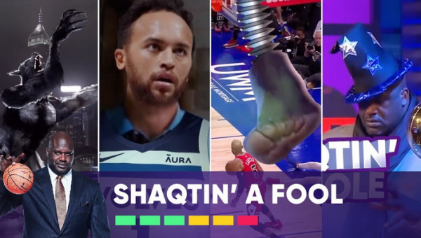 „Shaqtin' A Fool“ rinkinyje – dėjimas į lanko priekį ir su kamuoliu prisišokęs J. Poole'as