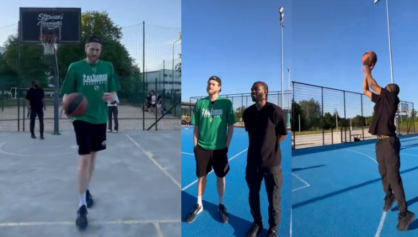 K. Evansas ir B. Manekas aplankė tris krepšinio aikšteles Kaune (VIDEO)
