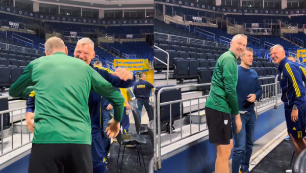 Pamatykite: šiltas T. Masiulio susitikimas su Š. Jasikevičiumi (VIDEO)